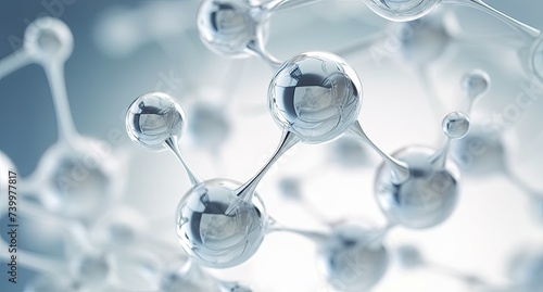 Large number of liquid bubble molecules on white background, molecules inside cosmetic essence