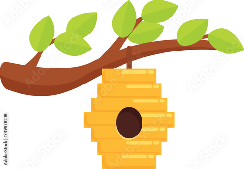 Tree branch beehive icon cartoon vector. Food apiculture. Cute farmer