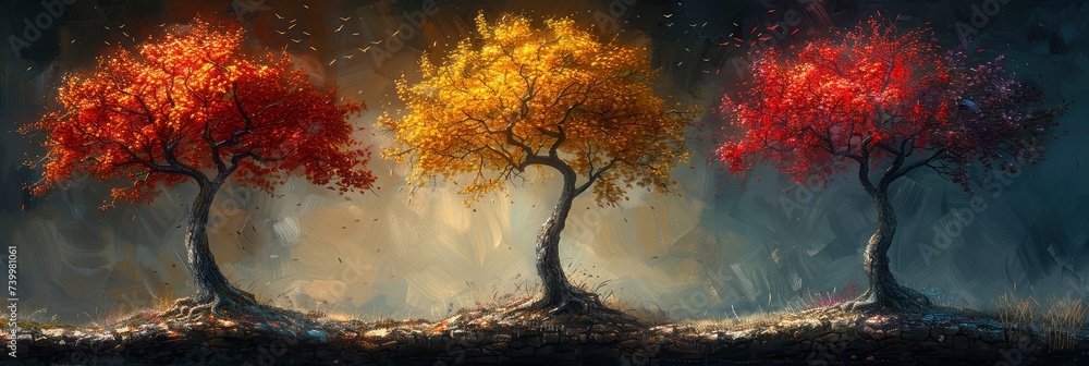 Artistic interpretation of the four seasons with relevant motifs, Background Image, Background For Banner