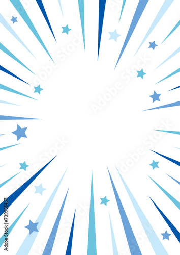 集中線　縦長　青　星　フレーム