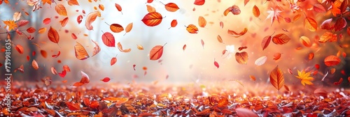 Autumn leaves pattern with falling foliage in warm tones, Background Image, Background For Banner