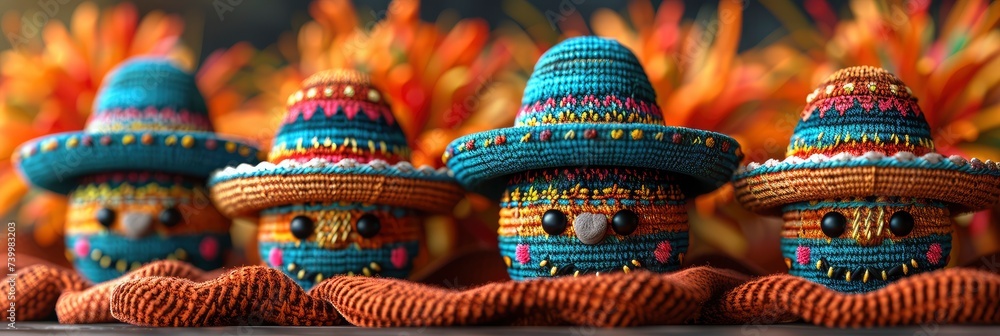 Colorful pattern of Mexican fiesta with piñatas and sombreros, Background Image, Background For Banner Colorful pattern of Mexican fiesta with piñatas and sombreros, Background Image, Background For Banner