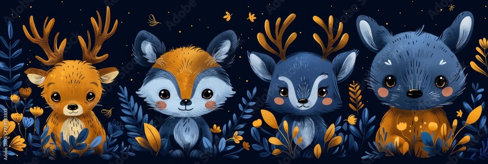 Cute cartoon animals pattern for a playful theme, Background Image, Background For Banner Cute cartoon animals pattern for a playful theme, Background Image, Background For Banner