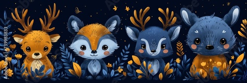 Cute cartoon animals pattern for a playful theme, Background Image, Background For Banner