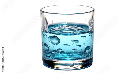A glass filled with clear water is placed on a wooden table. Isolated on a Transparent Background PNG.
