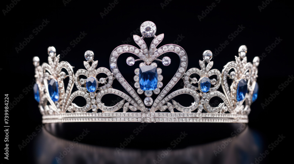 Gold crown with blue jewel of precious stones. Gold crown with blue jewel of precious stones.