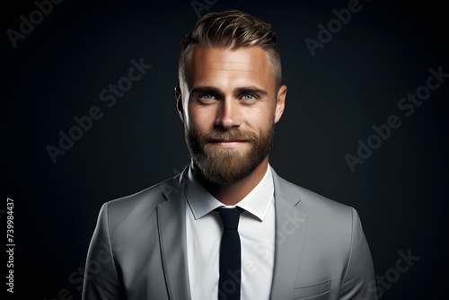 A Dental Advertisement Featuring a Stylishly Groomed Scandinavian Man with a Confident Smile. Concept Dental Care, Scandinavian Man, Confident Smile, Ad Campaign, Stylish Grooming