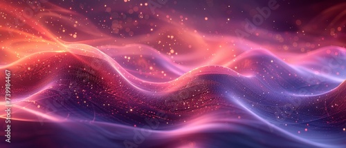 Abstract dark background with a glowing wave. Shiny lines design element. Purple blue gradient flowing wave lines. Futuristic technology concept. illustration.