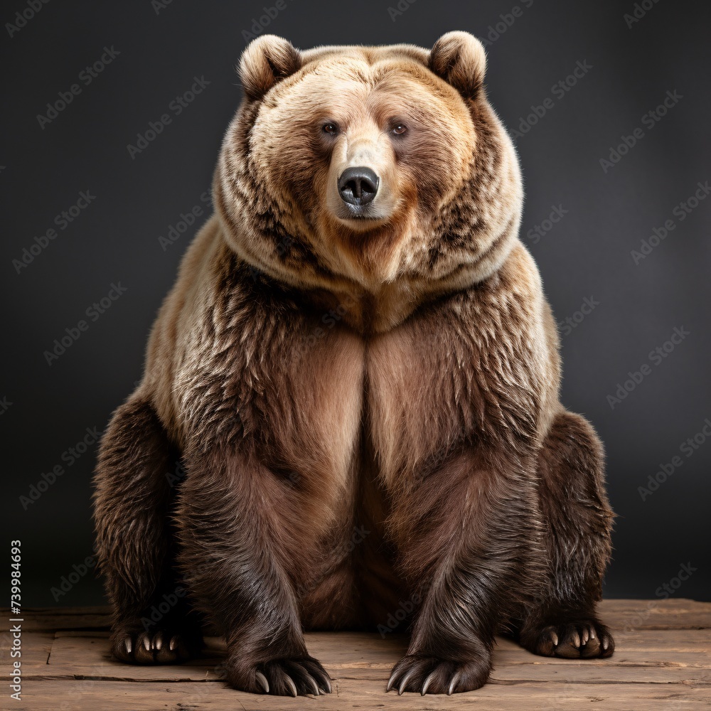 Obraz premium a large bear sitting on a wood surface
