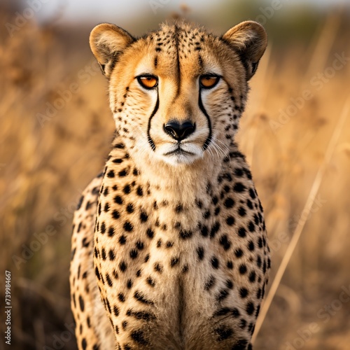 a cheetah standing in tall grass