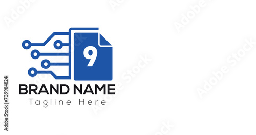 Abstract 9 letter modern initial logo design	