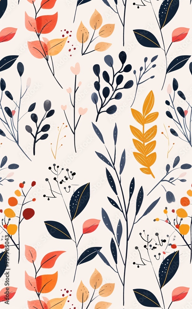 a pattern of leaves and flowers a pattern of leaves and flowers