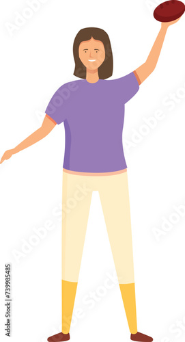 Throw ball icon cartoon vector. Motion woman player. Game running