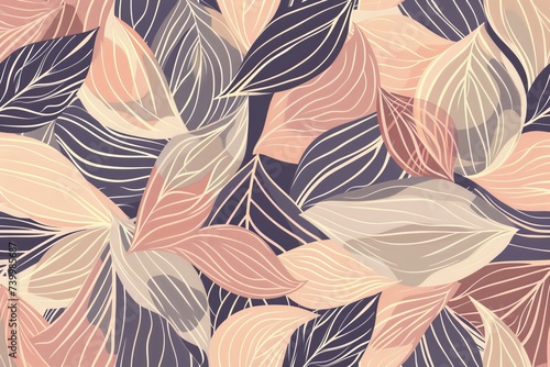 An abstract art wallpaper with an organic natural botanical leaf shape in a minimalist hand drawn style background. Use this illustration for designs, fabrics, prints, covers, banners,