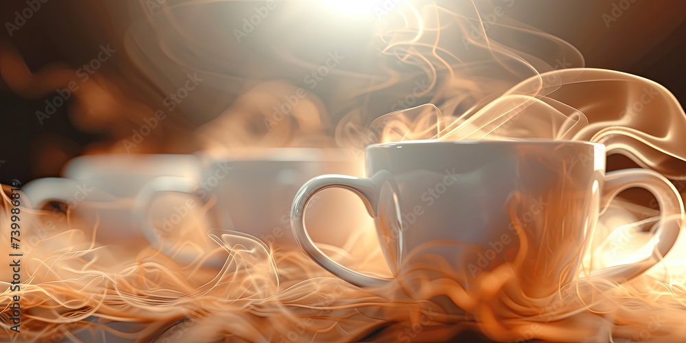a Abstract cups full of expresso in background art - obrazy, fototapety, plakaty 