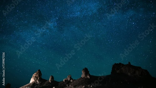 Airglow Delta Aquarids Meteor Shower and Milky Way Galaxy Over Trona Pinnacles 24mm Northeast Sky East Sky Tilt Down Blue Death Valley Region California