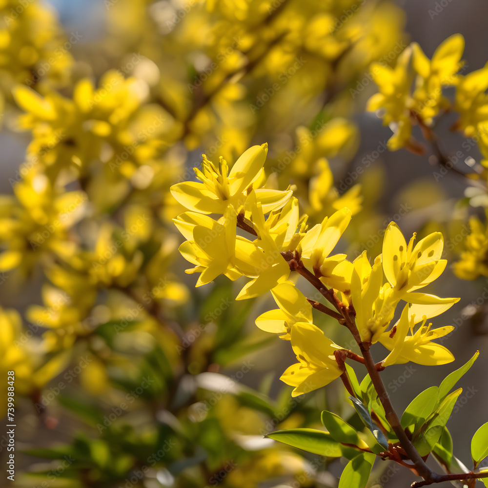 Golden Blossoms Against Azure Sky Golden Blossoms Against Azure Sky