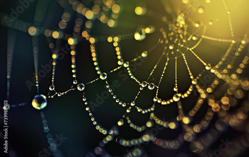dew on spider silk, highlighting intricate patterns © VicenSanh