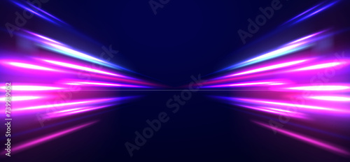 Neon rays vector abstract background. Futuristic technological style. Abstract background with speed lines. Vector illustration. Futuristic. The light lines of the road are blue png