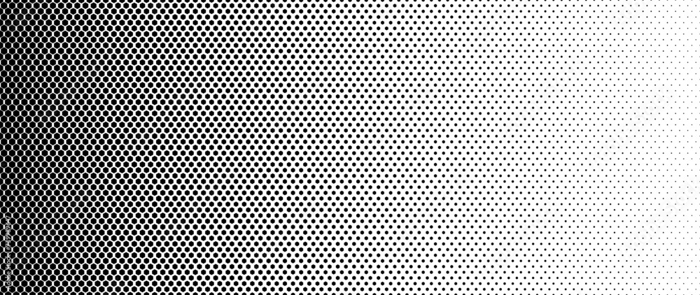 Blended black hexagon on white for pattern and background, Halftone effect. Blended black hexagon on white for pattern and background, Halftone effect.