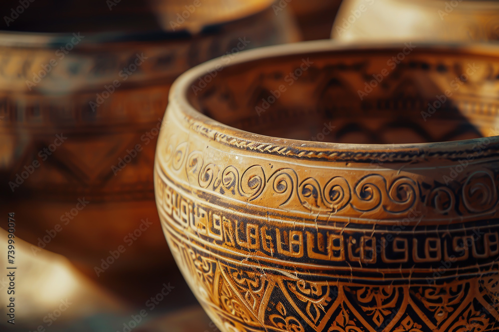 Detailed view of patterns on Hellenistic-era pottery. Detailed view of patterns on Hellenistic-era pottery.