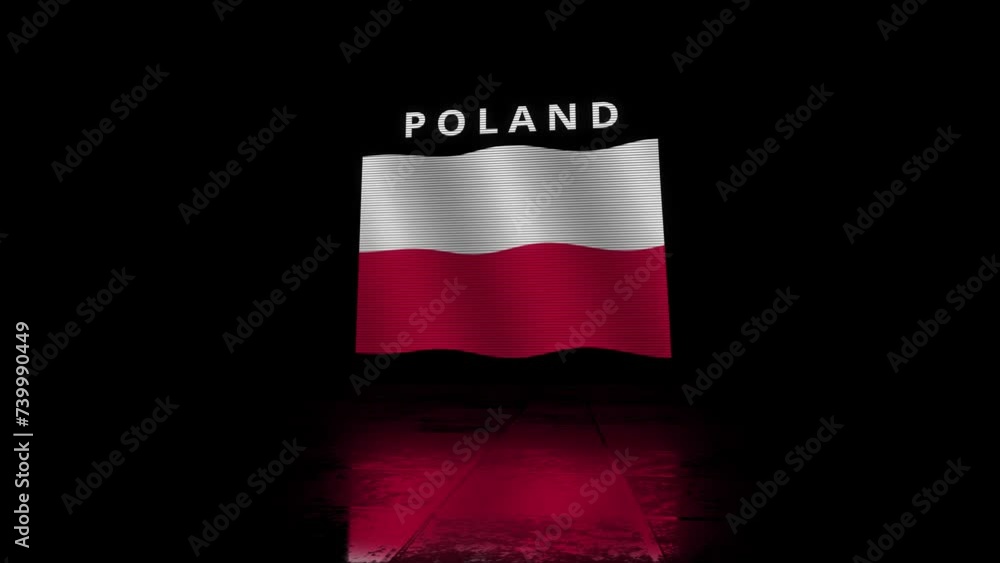 Poland Glitchy Flickering National Flag Introduction with Country Name Poland Glitchy Flickering National Flag Introduction with Country Name