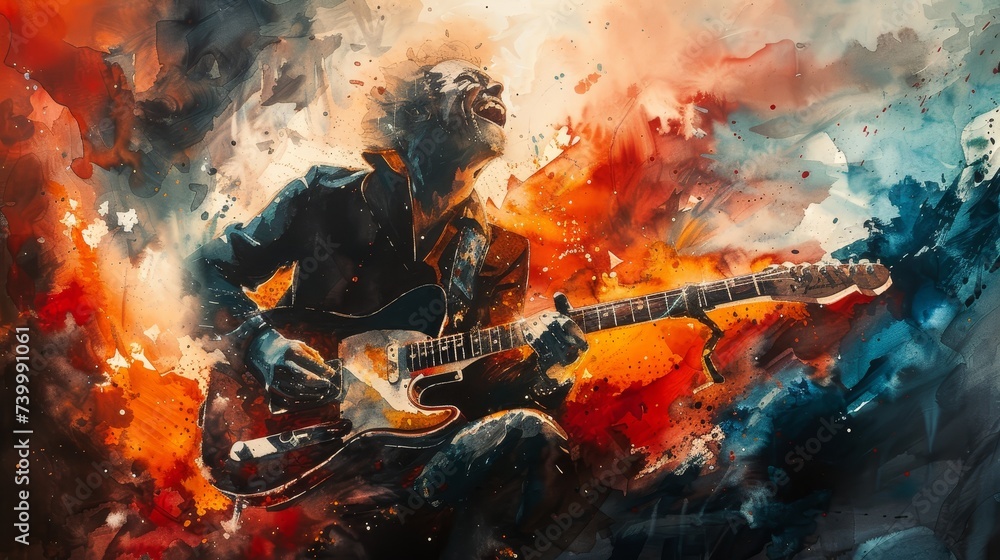 Celebrated musicians in watercolor legends of sound on canvas - obrazy, fototapety, plakaty 
