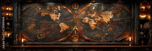 Old world map pattern with vintage exploration elements, Background Image, Background For Banner
