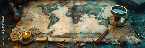 Old world map pattern with vintage exploration elements, Background Image, Background For Banner