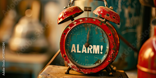 Vintage red alarm clock with bold 