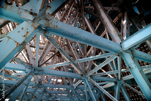Close Up of Metal Structure Against Sky Background