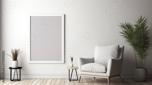 picture frame blank mockup in room interior