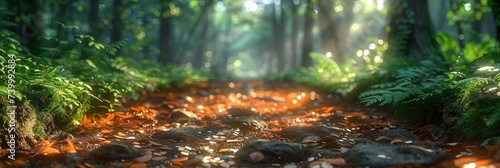 Realistic forest floor texture with leaves, twigs, and moss, Background Image, Background For Banner