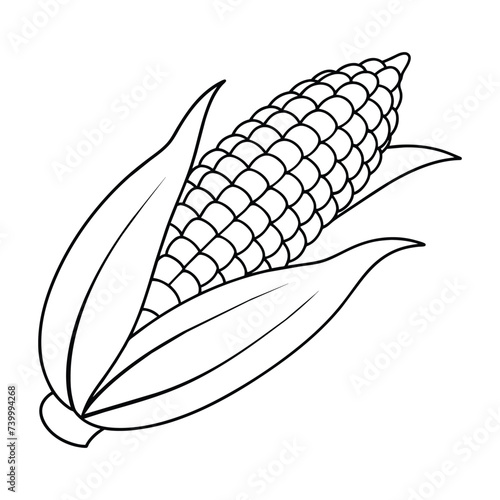 Vector corn fruit isolated coloring page for kids on white