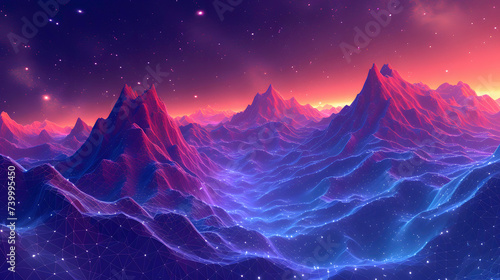 a purple and purple mountains
