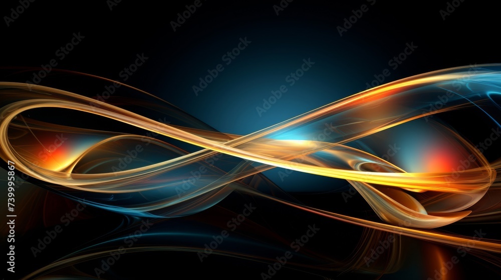 Fototapeta premium Elegant Golden and Turquoise Swirls on a Mysterious Dark Background