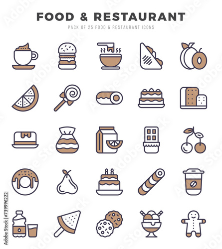 Set of Food and Restaurant icons. Vector Illustration.