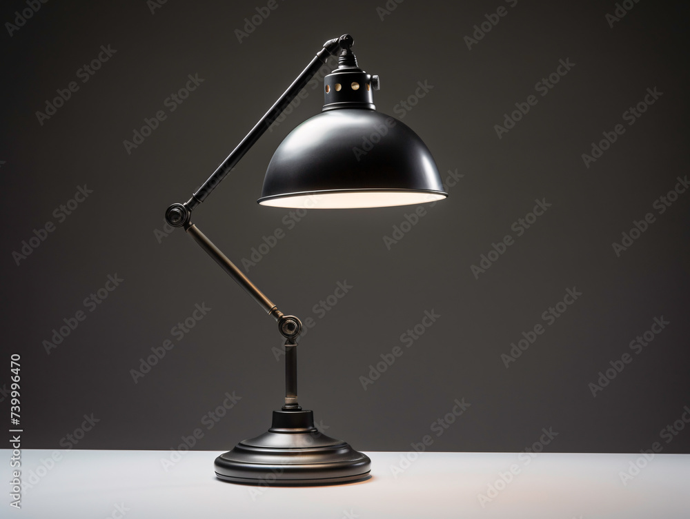 a black lamp on a white surface a black lamp on a white surface