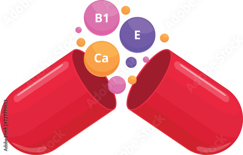 Multi vitamin capsule icon cartoon vector. Package powder. Food medicine
