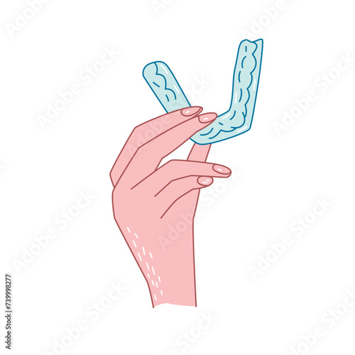 Orthodontic silicone trainer. Invisible braces retainer. Medical concept.