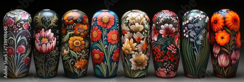 Traditional Russian matryoshka dolls in a folk pattern, Background Image, Background For Banner photo