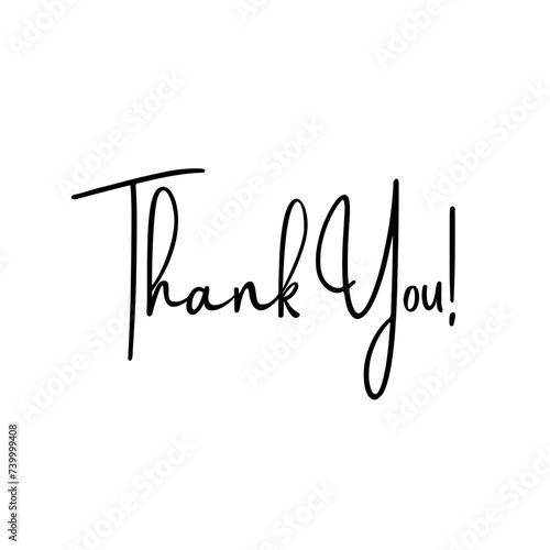 handwriting black Thank you! text on white background.	