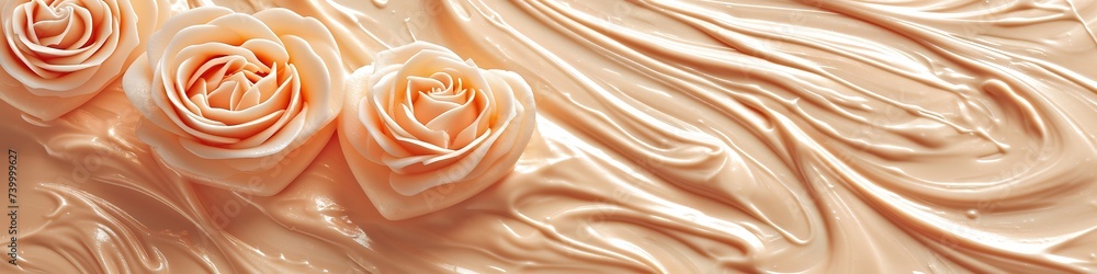 A Close Up banner Of A Row Of Orange Roses On A Table beige color copy space A Close Up banner Of A Row Of Orange Roses On A Table beige color copy space