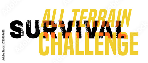 All terrain off road event. Off-Road hand drawn grunge lettering.