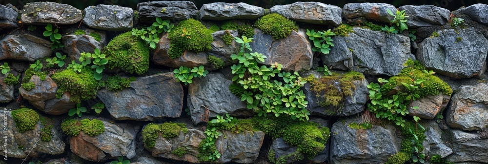 Weathered, old, moss-covered stone wall texture, Background Image, Background For Banner