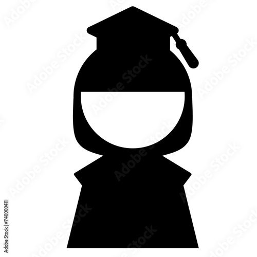 角帽をかぶった卒業生のアイコン　女性