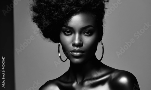 Contrast: A black girl on a white background, emphasizing the beauty of her skin