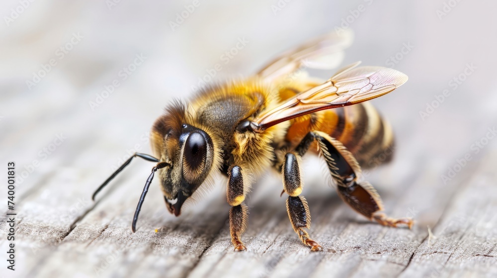 Bee isolated on white background. Close up of honeybee Bee isolated on white background. Close up of honeybee