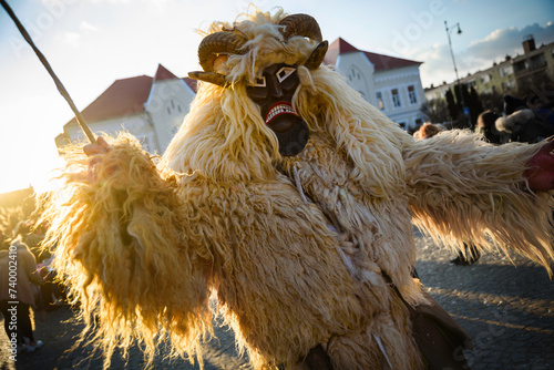 Buso on the Buso Carnival of the Sokci ethnic group. Busojaras (Buso-walking) in the town of Mohacs during the carnival period, Hungary
