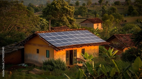 Renewable solar energy with standalone solar arrays in fields and in the village landscape